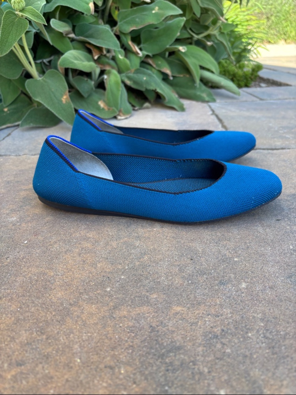 Rothy's Retired Round Toe Electric Blue Knit Slip-On Flats - Picture 6 of 16